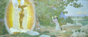 The Vision and Inspiration, fra Joan of Arc Series A, 1911 (olje og bladgull på lerret)